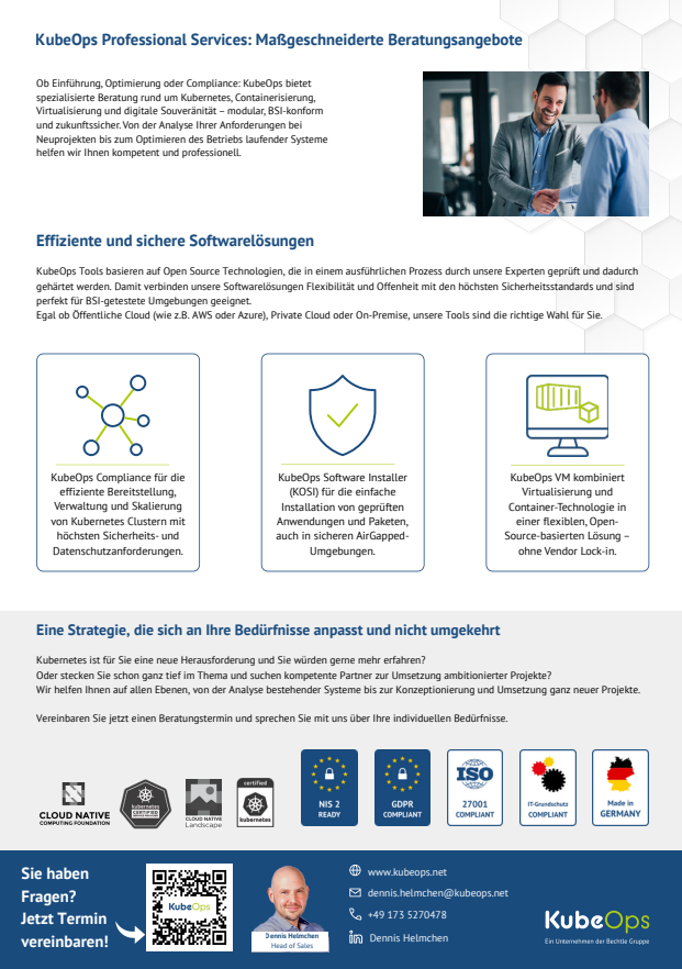 Seite 2 des One Pagers Ihre Kubernetes-Infrastruktur. Unsere Expertise.