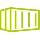 Grünes Icon eines Containers mit vertikalen Linien, symbolisiert a Container